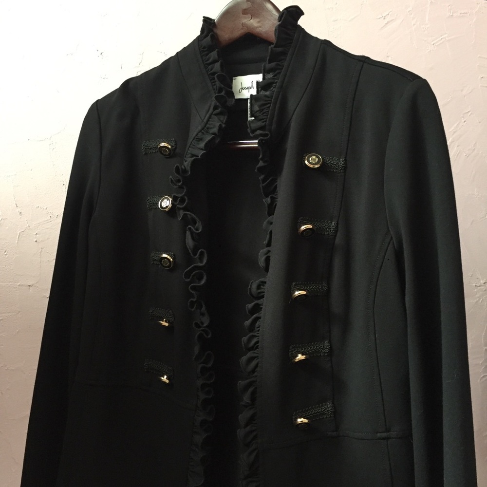 Joseph Ribkoff Bulgarian Military Cavalry Style Black & Gold Blazer Jacket